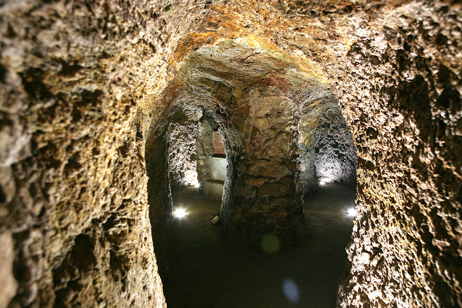 Fotografia a color de l'interior del sòtan de la Finca de San Salvador